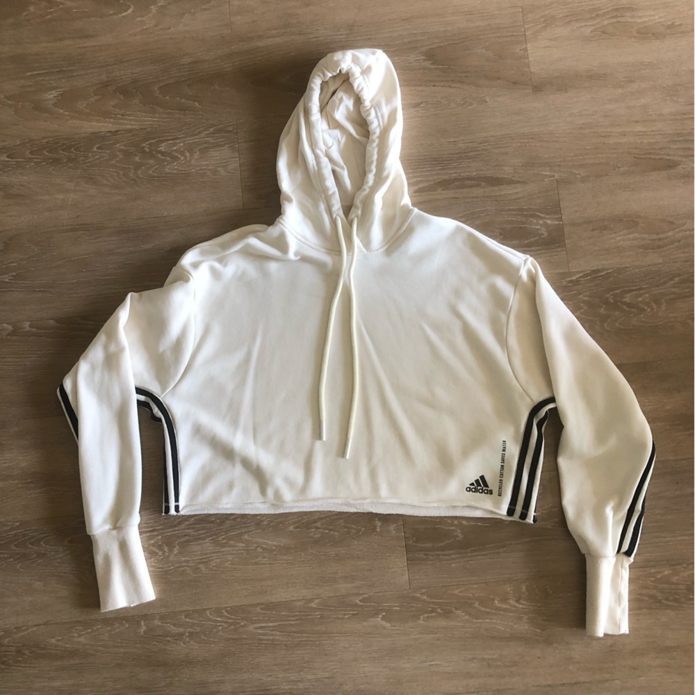 ADIDAS Recycled Cotton Cropped Cutoff Hoodie